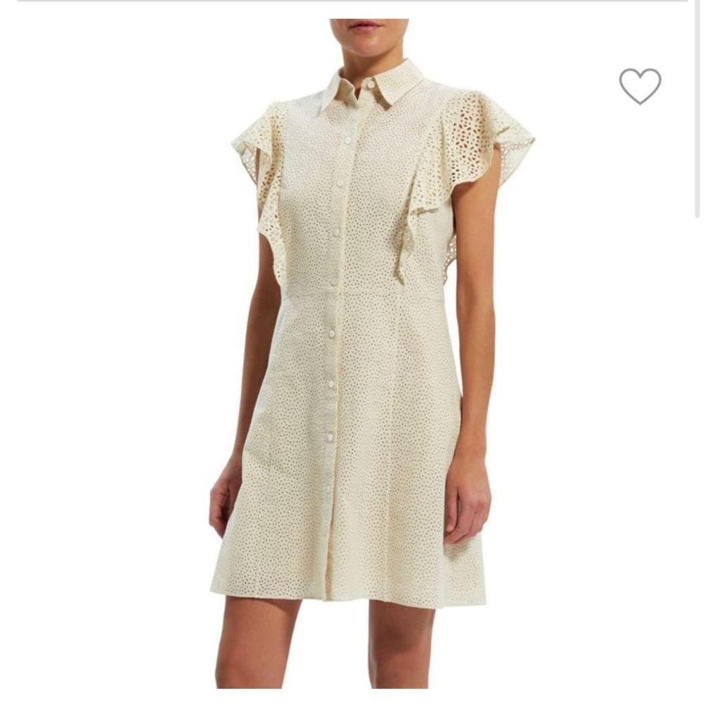 Theory Nova Eyelet Ruffle Sleeve Shirtdress